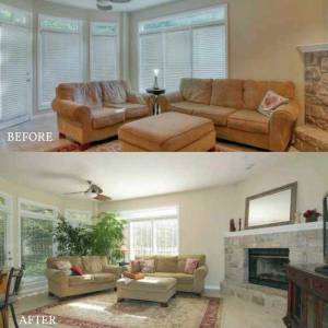 kansas city home staging living room before and after