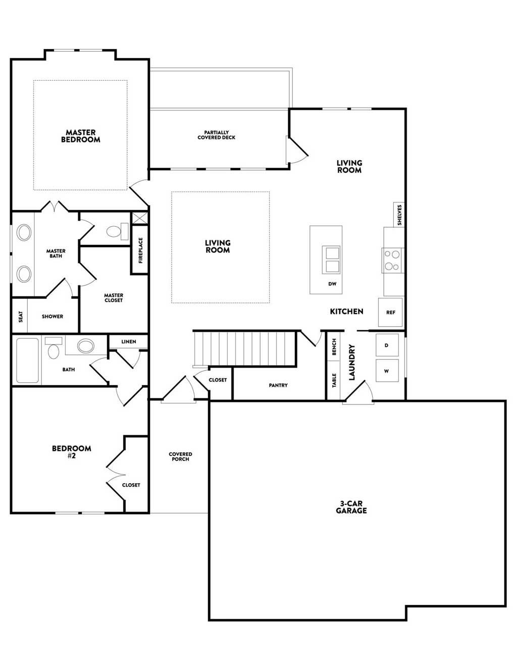 The Wood Ridge II Main Level Floor Plan